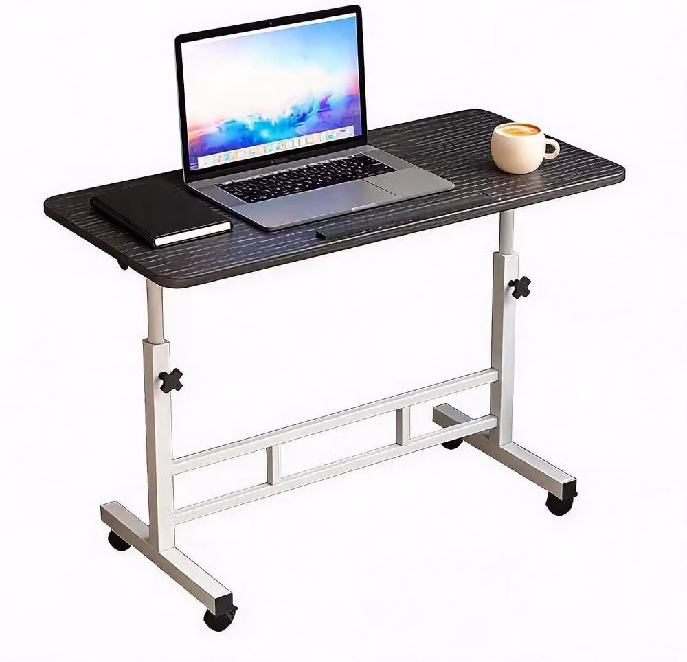 London Boutique Height Adjustable Rolling Laptop Table with Tilting Top, Black, W: 80 cm, D: 40 cm – 2
