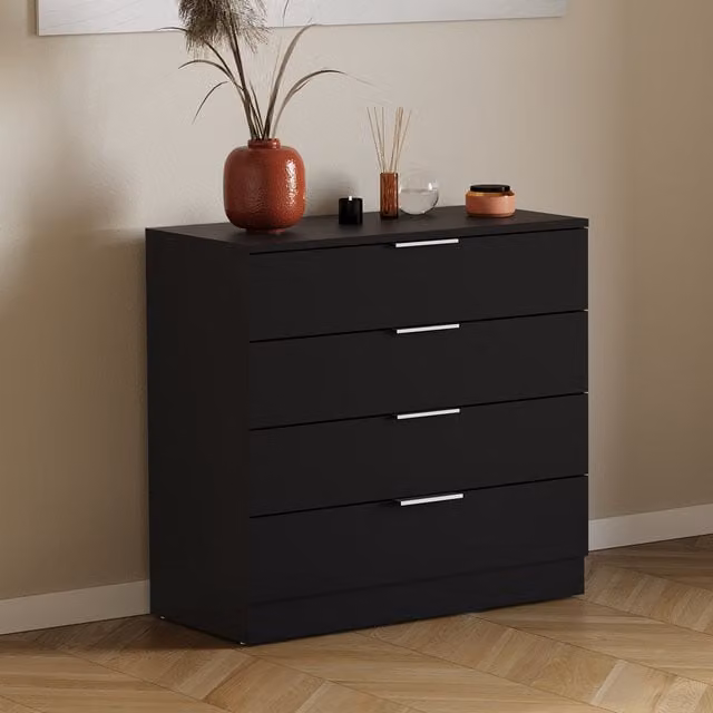 Vida Designs Trega 4 Drawer Chest of Drawers, Black