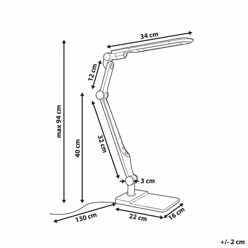Wyld and Coco Silver Metal Office Desk Lamp with Adjustable Rotating Arm and Stepless Touch Dimming – 2