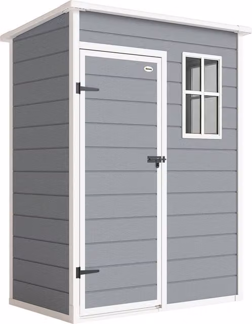 Outsunny Grey Garden Storage Shed with Lockable Door, Window and Side Vent – 1