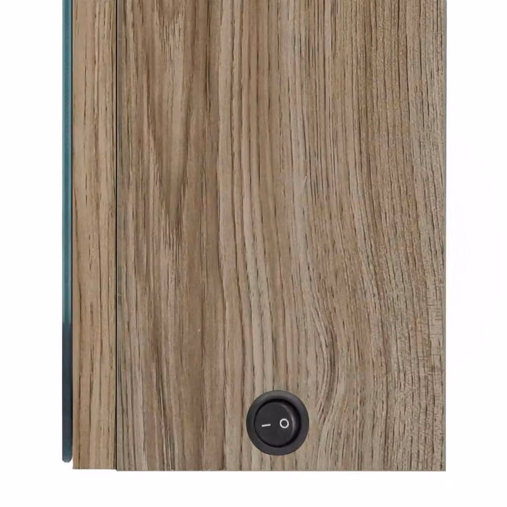 Berkfield Home LED Bathroom Mirror Cabinet in Brown Oak, W/D/H: 80 x 12 x 68 cm – 4