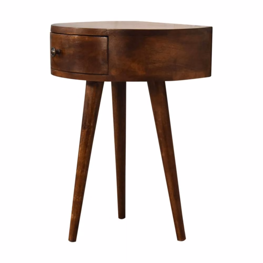 Wyld Haus Collioure Chestnut Mango Wood Semi Circle Bedside Table with Drawer in Brown – 2