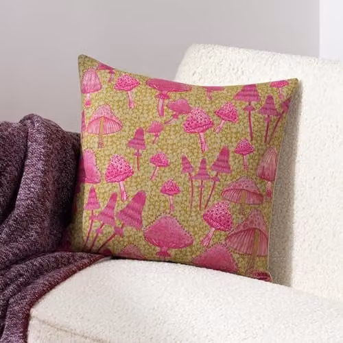 Riva Home Mushroom Fields Abstract Woven Purple Square Cushion, 45 x 45 cm