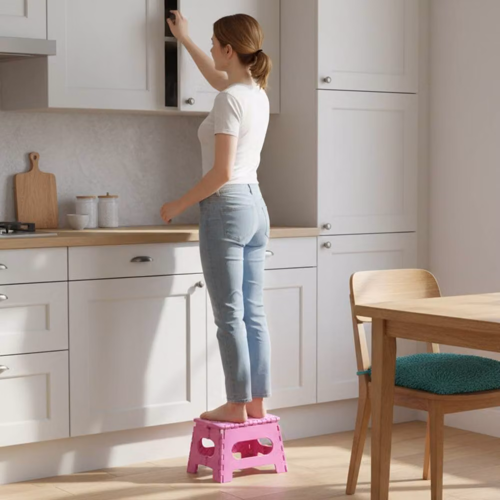 Bedsland OSH Small Handy Plastic Folding Stool in Pink – 5