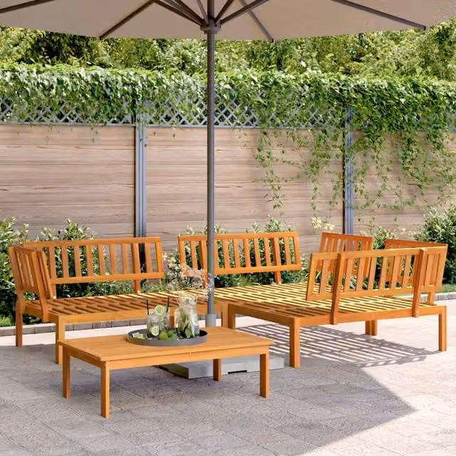 Berkfield Home 4 Piece Garden Pallet Sofa Set in Brown Solid Acacia Wood – 1