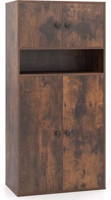COSTWAY Modern 4-Tier Freestanding Tall Bookcase in Brown