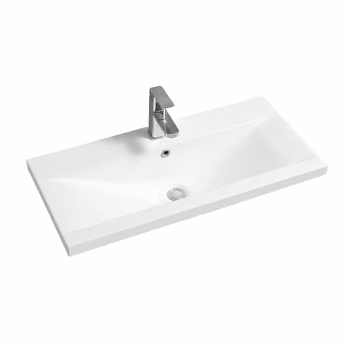 Limoge 5004 White Ceramic Rectangular Mid-Edge Inset Bathroom Basin, W: 81 cm, D: 39 cm, H: 15 cm – 2