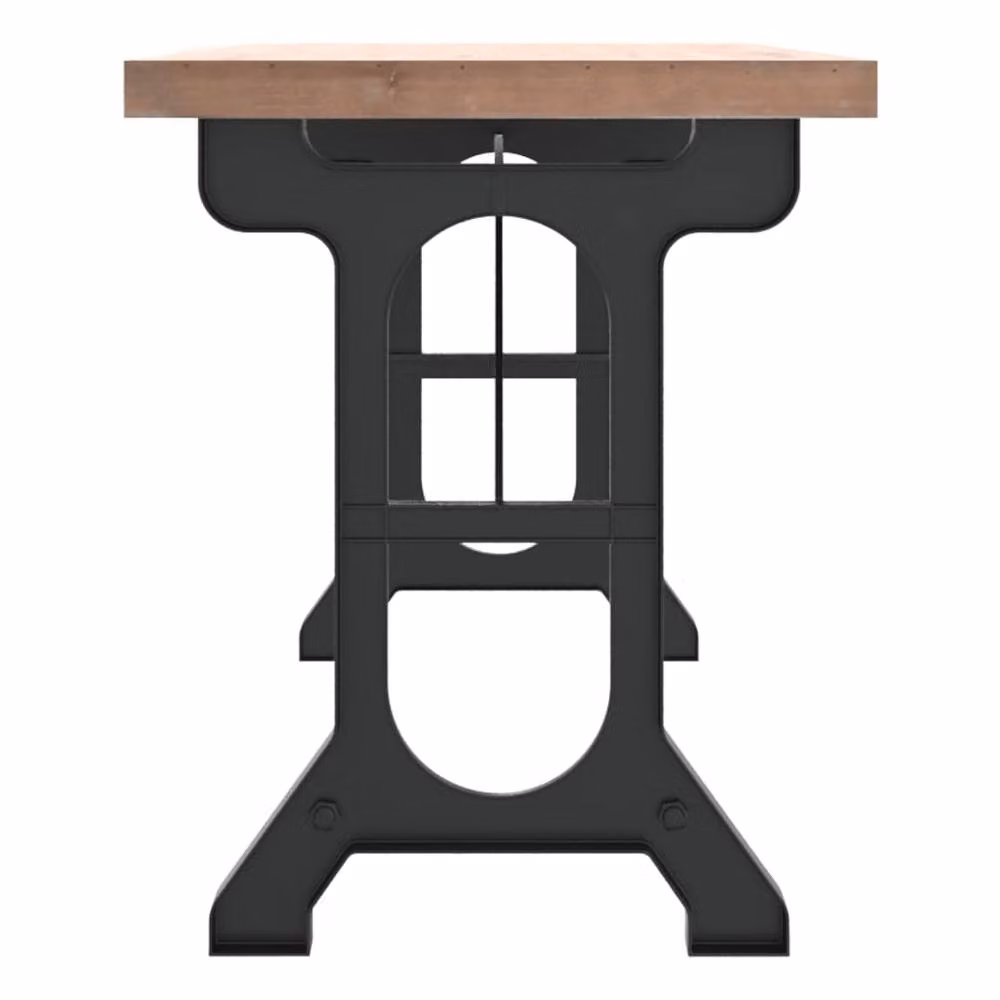 Berkfield Home Brown Solid Wood and Iron Industrial Dining Table W/D/H: 110 x 65 x 82 cm – 3