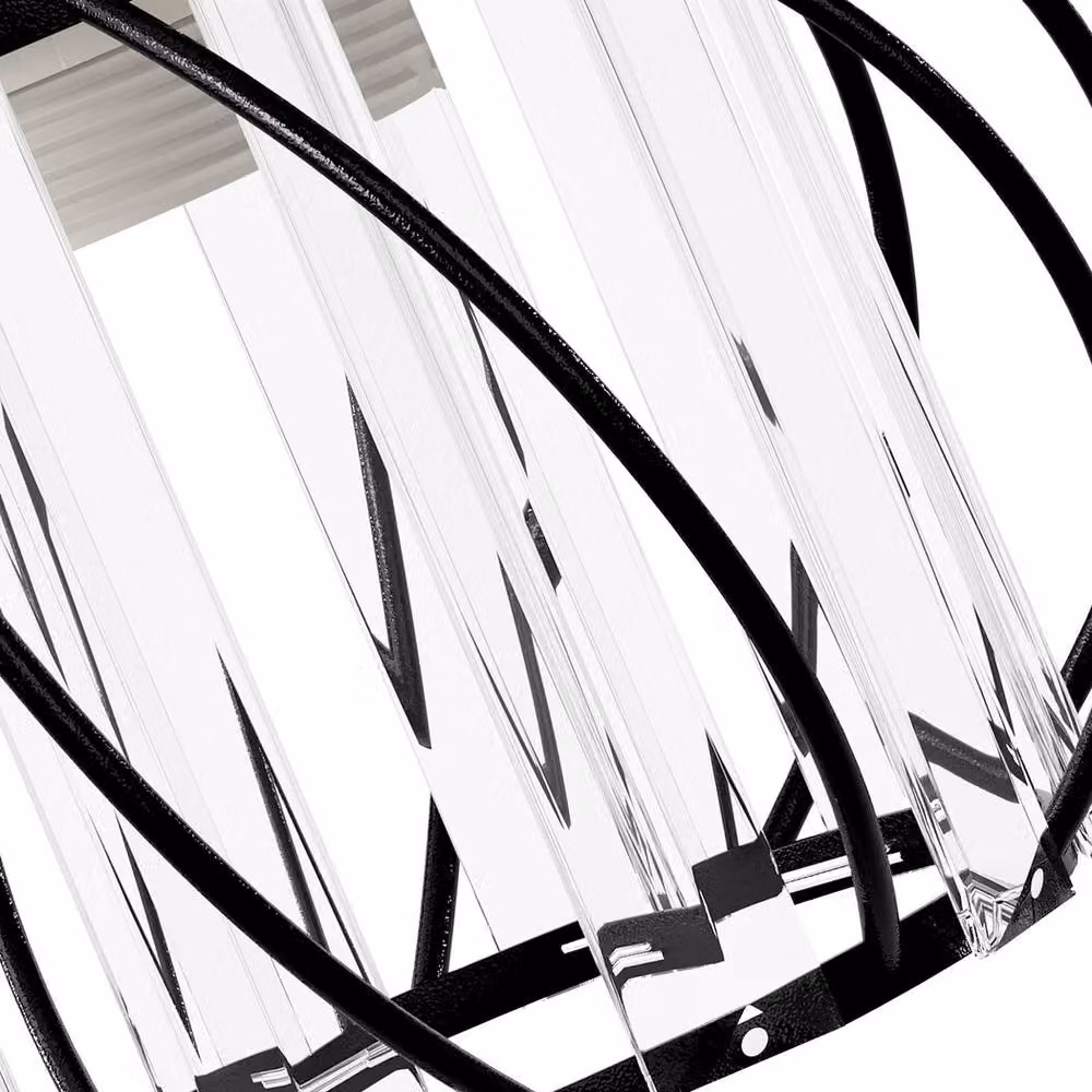 Emitto Modern Crystal Semi Flush Mount Ceiling Light in Black and Transparent – 5