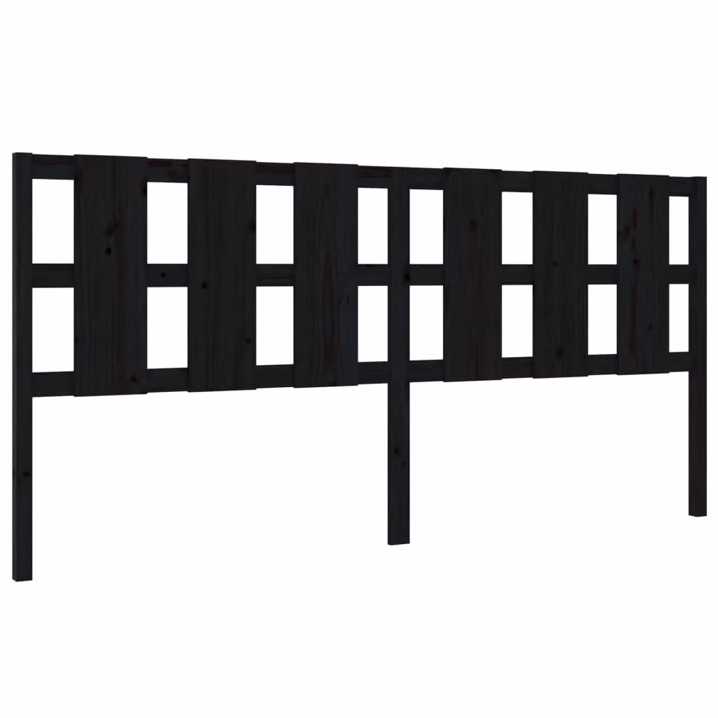 Berkfield Home Rustic Solid Pine Bed Headboard in Black, W: 205.5 cm, D: 4 cm, H: 100 cm – 2