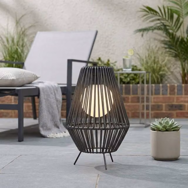 Garden Greatness Lunaria Urban Rope Circle Firefly Lantern in Black