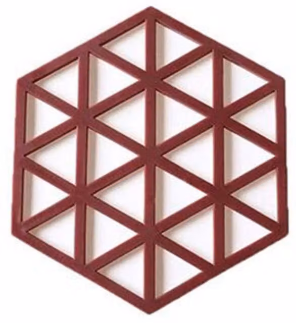 Latto Home Set of 4 Red Hexagon Silicone Trivet Mats with Hanging Loop