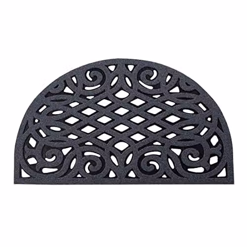 Nicoman Semicircular Rubber Outdoor Doormat in Grey, W/D/H: 75 x 45 x 44 cm – 1