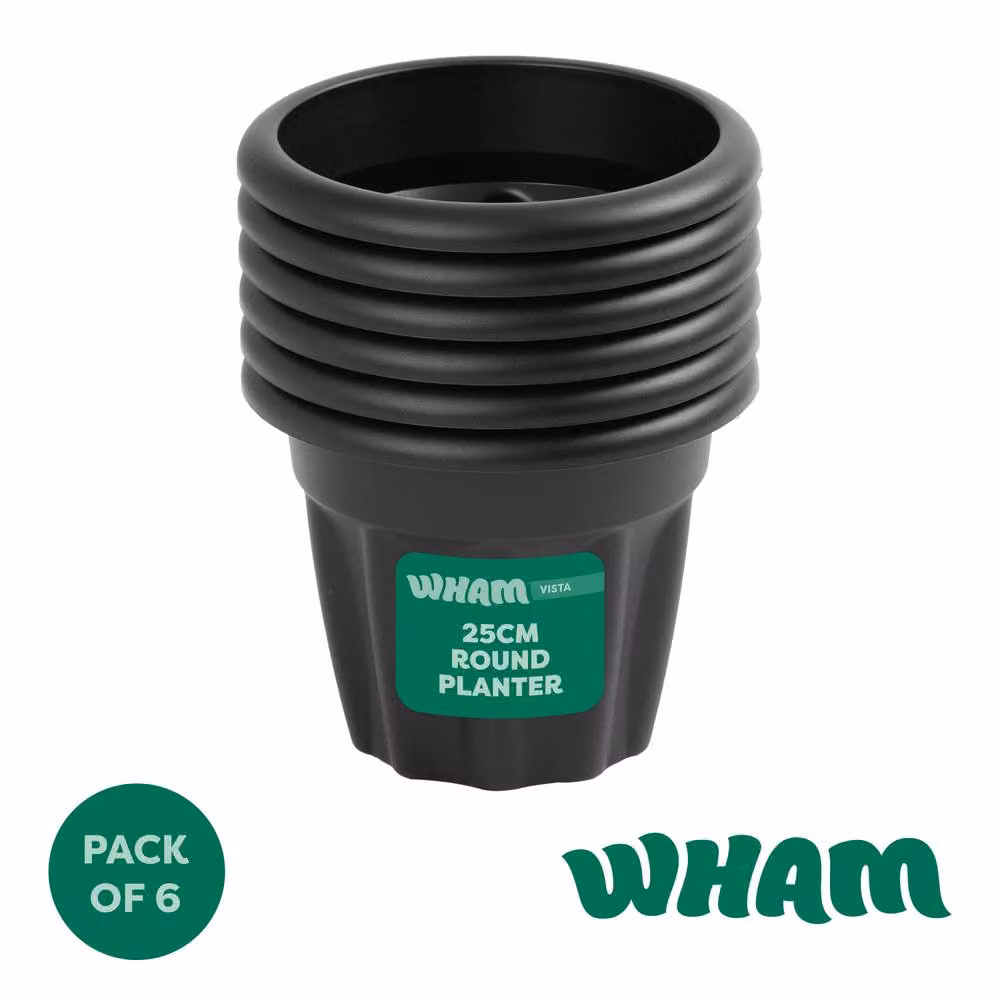 Wham Vista Round Plastic Planter Pot in Black, W/D/H: 6 x 6 x 25 cm – 2