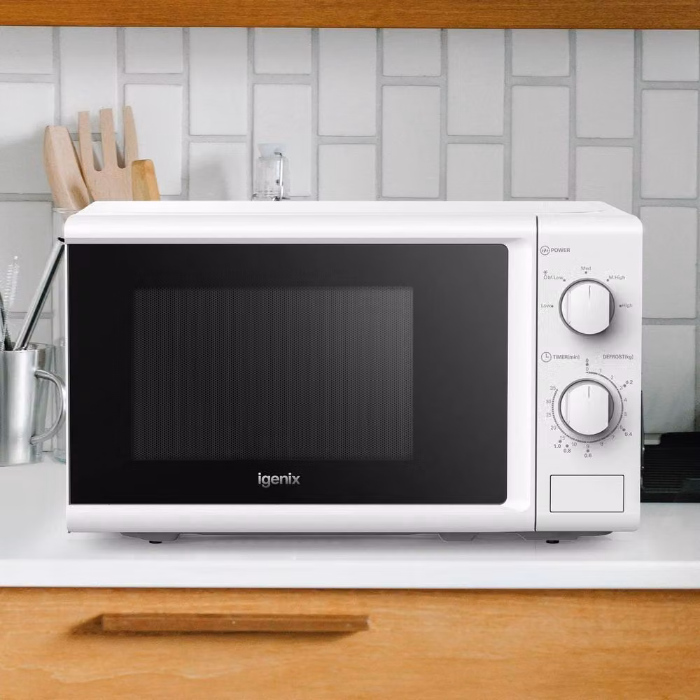 Igenix 20L 800W Manual Solo Countertop Microwave in White – 4