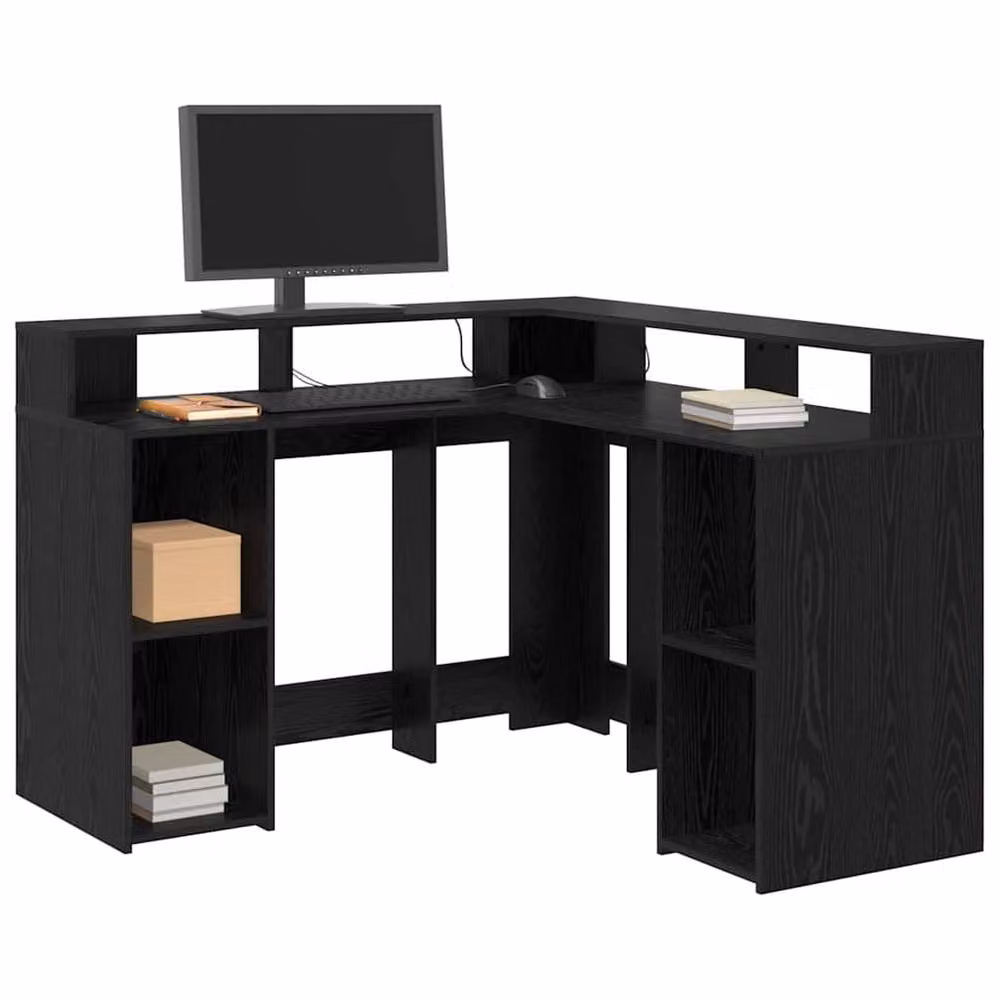 Berkfield Home Modern Writing Desk in Black Oak, W/D/H: 130 x 130 x 91 cm – 2