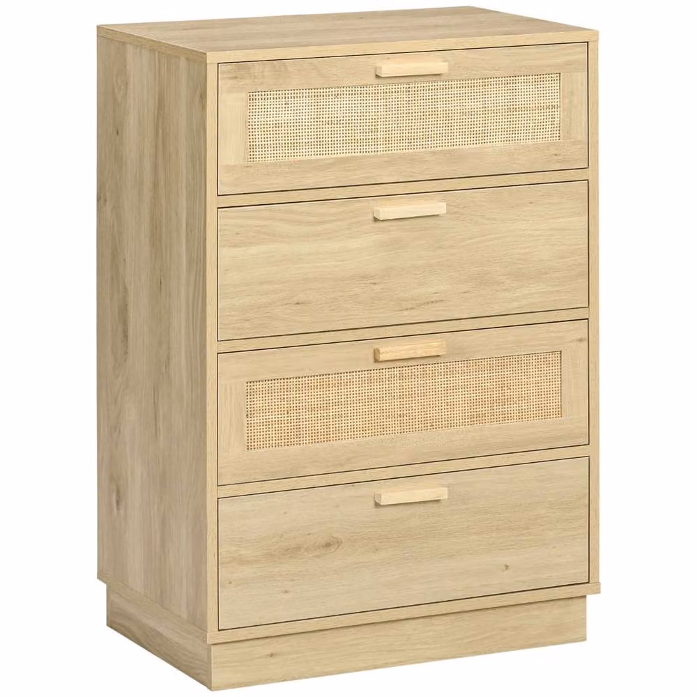 Wyld Haus Reredito 4 Drawer Chest with Rattan Panelled Fronts in Beige, W/D/H: 88.5 x 38 x 60 cm – 2