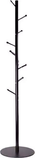 Pirlo Plush Matt Black Metal Coat Stand with 8 Hooks