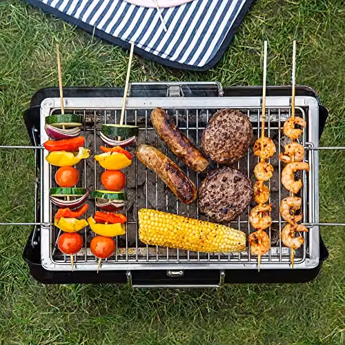 George Foreman Tabletop Charcoal BBQ in Black with Chrome and Steel Finish – 2