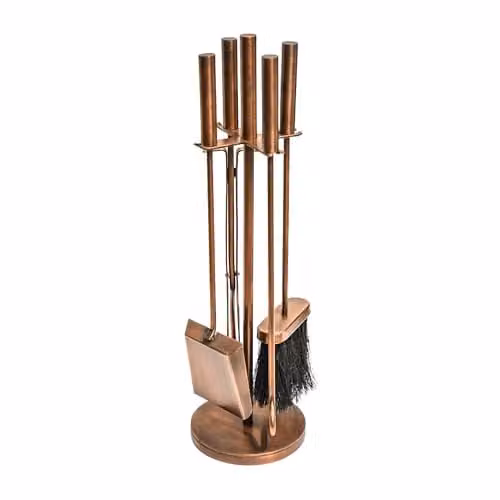 Ivyline Freestanding Fireside Companion Set in Bronze with Metal and Ceramic Accessories, H 50 x W 15 x D 15 cm – 1