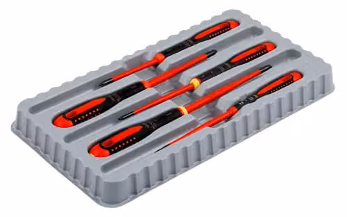 Bahco 5 Piece ERGO Slim VDE Insulated Screwdriver Set in Red and Multicolour