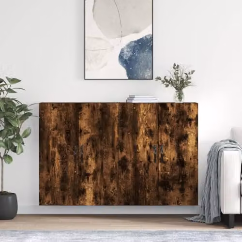 vidaXL Set of 2 Wall Mounted Cabinets in Smoked Oak Brown Engineered Wood – 2