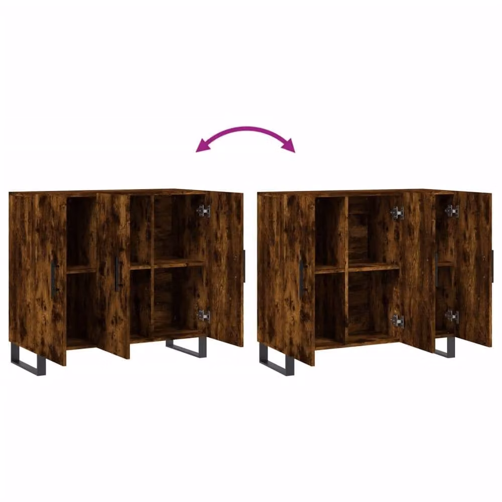 Berkfield Home Smoked Oak Sideboard in Brown, W/D/H: 90 x 34 x 80 cm – 5