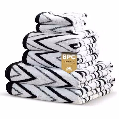 Rapport Home Helix 6-Piece Cotton Towel Bale Set in Black, 500GSM