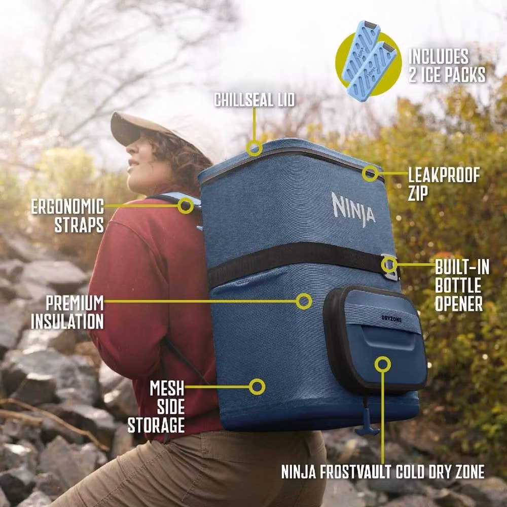 Ninja FrostVault Go 23L Portable Soft Cooler Backpack, Blue, FF136EUUK – 5