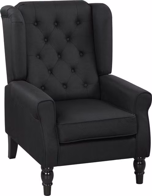 HOMCOM Retro Black Accent Chair with Solid Wood Frame and Button Tufted Fabric Design