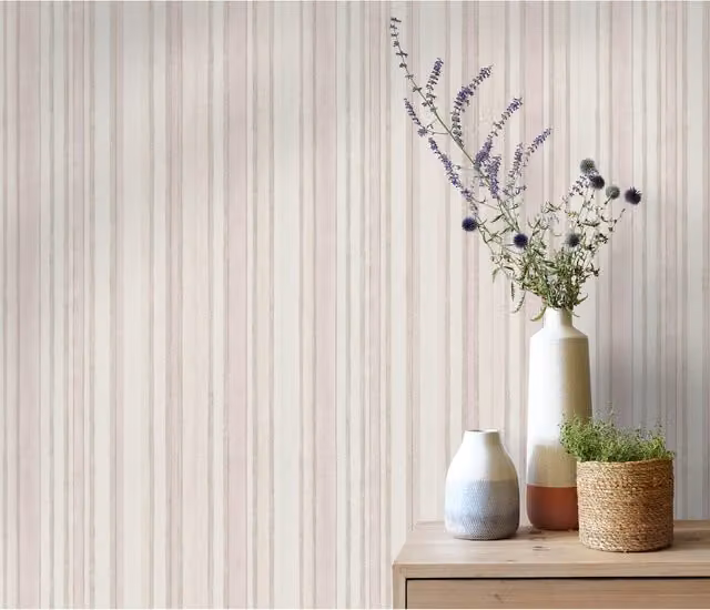 Erismann Pure Rhythm Pink Striped Abstract Non-Woven Vinyl Moisture Resistant Wallpaper Roll