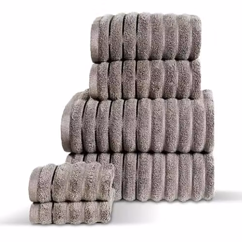 Rapport Home Ribbed 6 Piece Cotton Towel Set in Anthracite Grey – 1