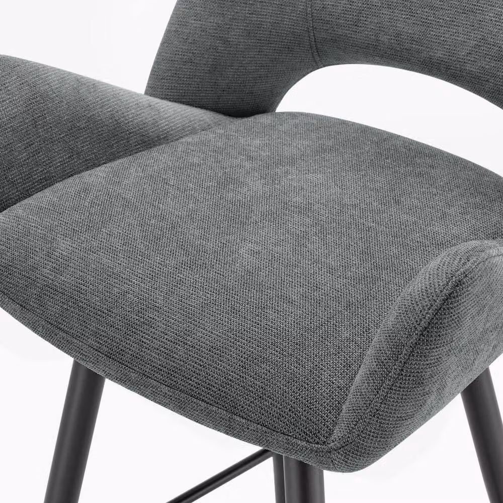 FurnitureboxUK Set of 2 Layla Grey Fabric Bar Chairs with Metal Legs – 4