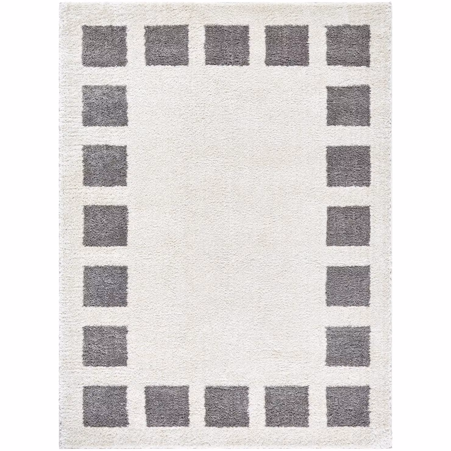Livabliss Fossay Shag Washable High Pile Geometric Rug in Anthracite and White, W: 160 cm, D: 215 cm – 2