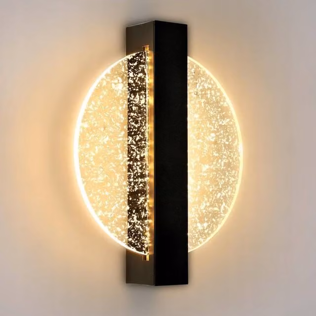 COMELY Modern Round LED Indoor Wall Light, 18W, Black, Warm White