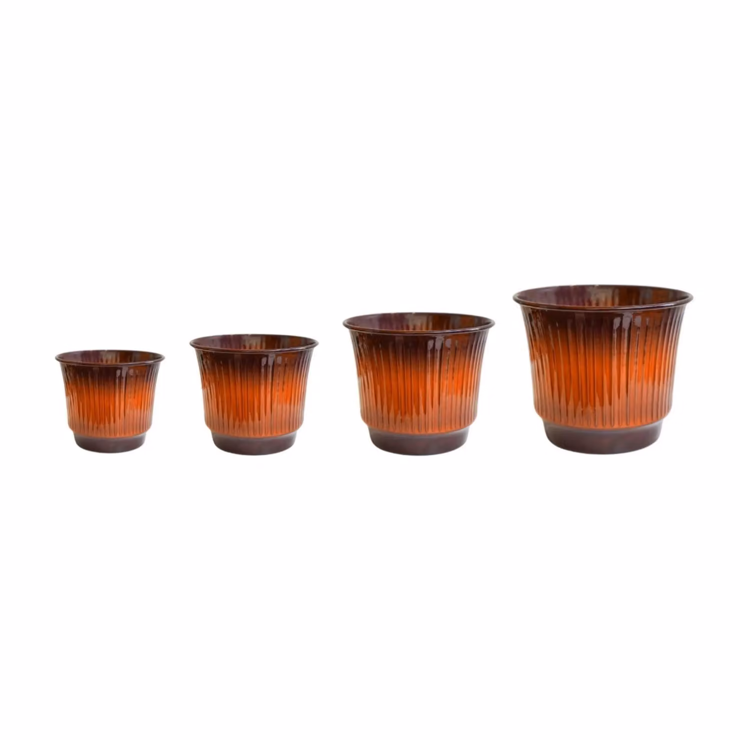 Ivyline Jasper Modern Striped Metal Tabletop Planters in Orange and Blue, Set of 4 – 2