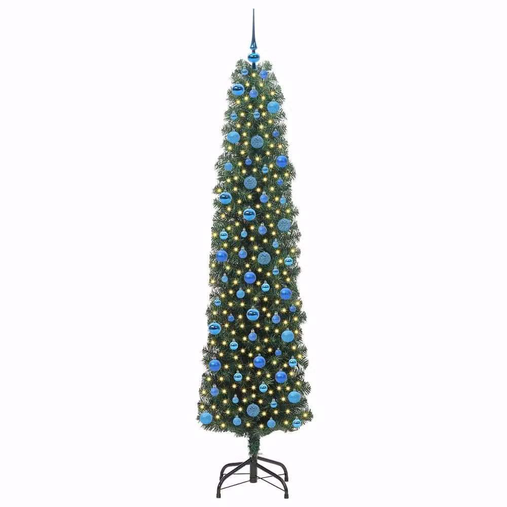 Berkfield Home Green Artificial Christmas Tree with 300 Warm White LEDs and Stand – 3