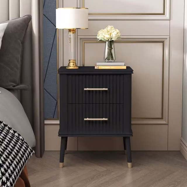 Cabinet Bits Modern Black Metal Bedside Table