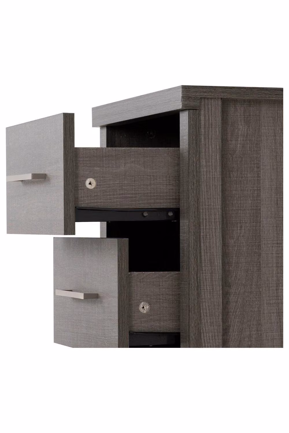 Seconique Lisbon 3 Drawer Bedside Table in Black Wood Grain, W: 40 cm, D: 40 cm, H: 61 cm – 4