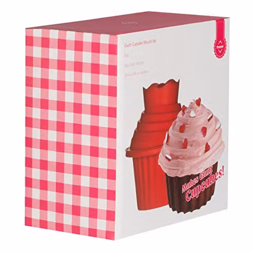 Orsina Non-Stick Red Silicone 3-Piece Giant Cupcake Muffin Tray, H18 x W19 x D19 cm – 3