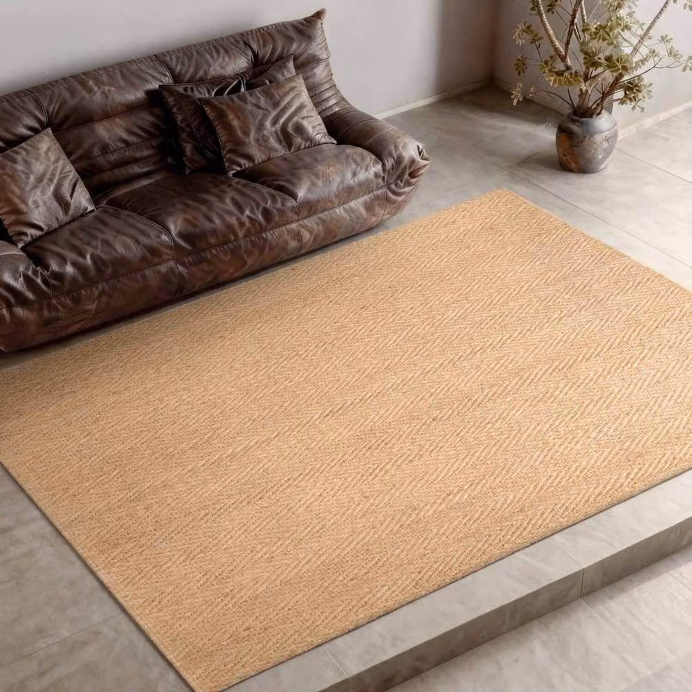 Villeroy & Boch 1851 Mirabelle Jute Rug in Gold and Beige with Herringbone Pattern, W: 200 cm, D: 300 cm – 2