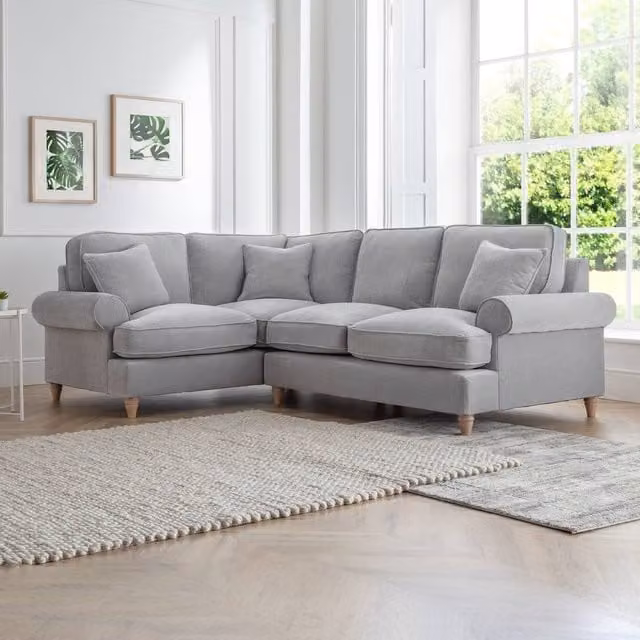 The Great Sofa Company Ezra Left Hand Velvet Corner Sofa in Light Grey