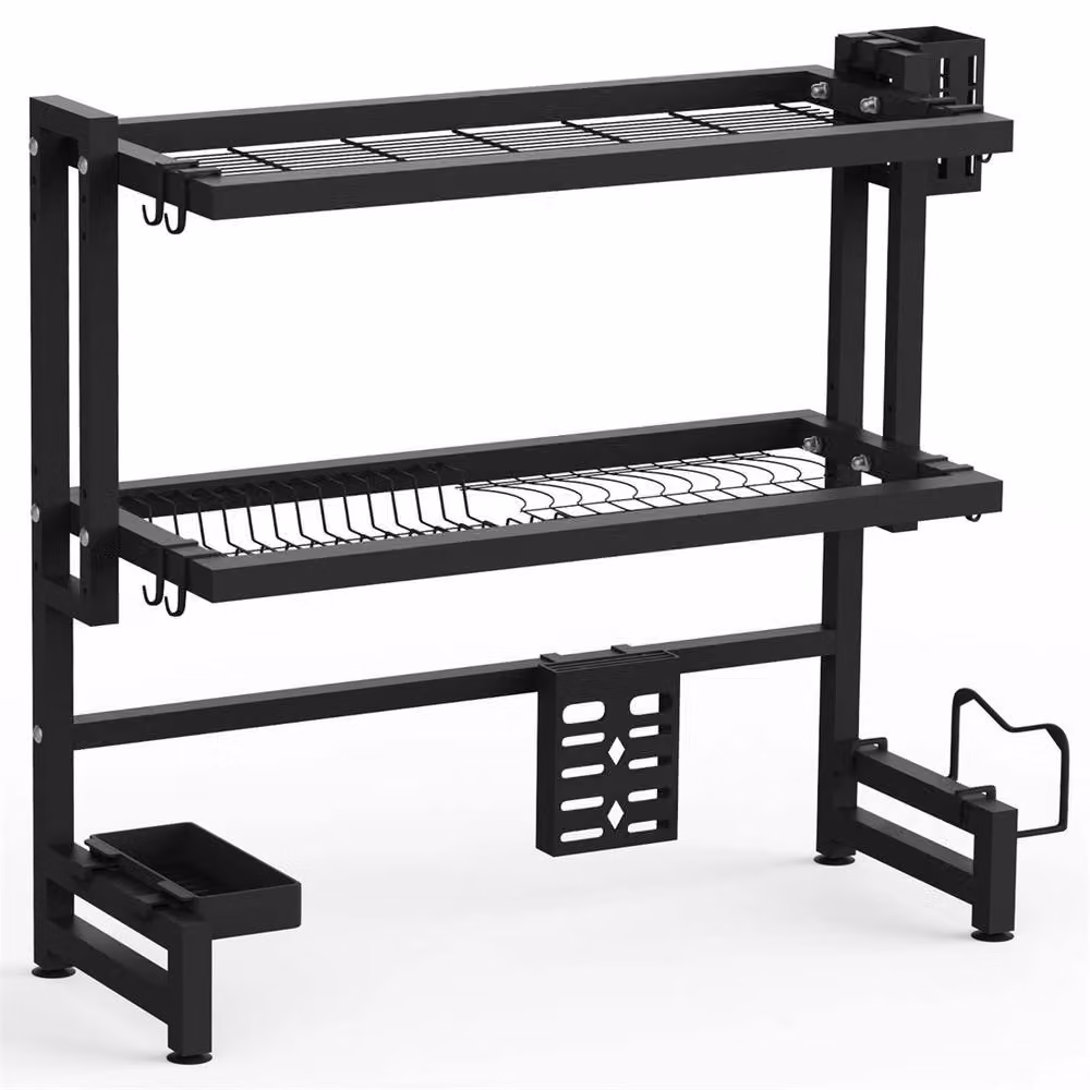 SPETLEK 2 Tier Adjustable Over Sink Dish Drying Rack in Black – 4