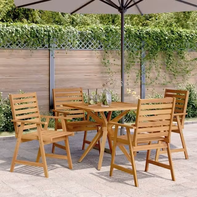 Berkfield Home 5 Piece Rustic Acacia Wood Garden Dining Set in Brown
