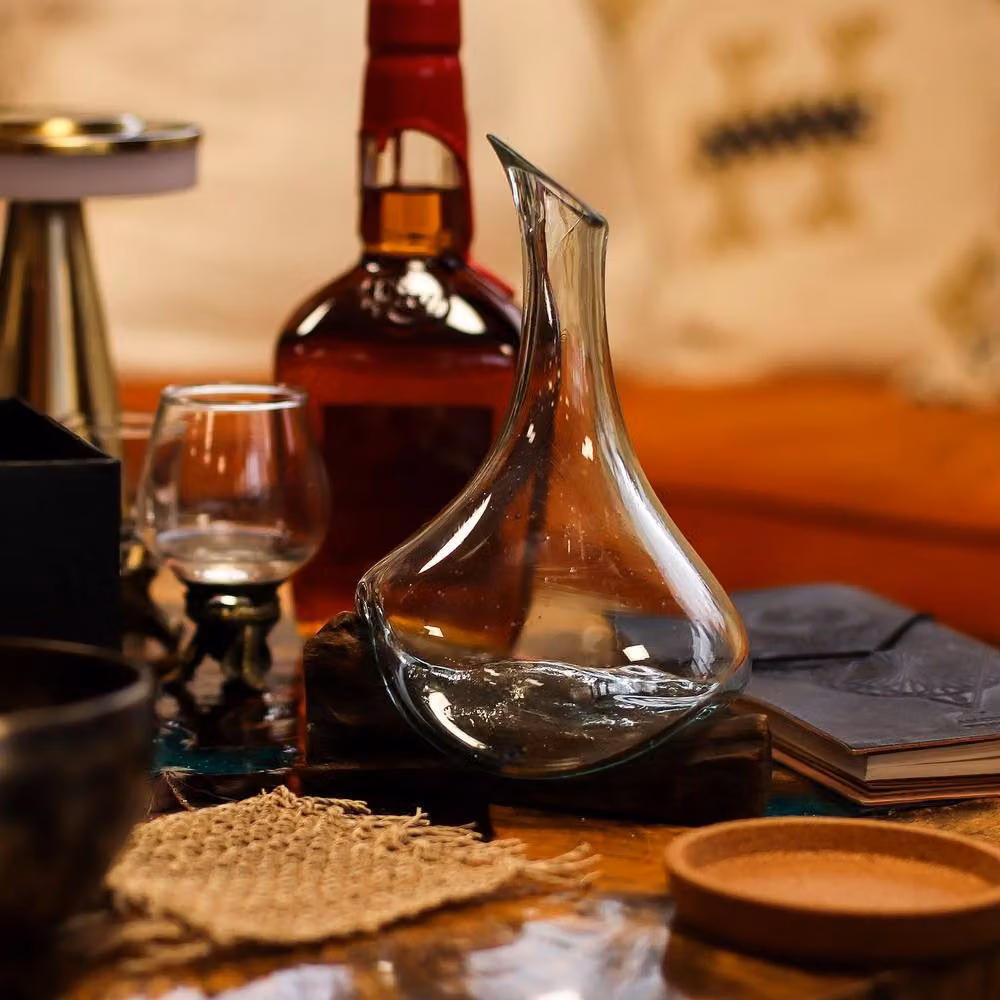 Serenityy Molten Glass Mini Decanter on Reclaimed Gamal Wood in Clear – 2