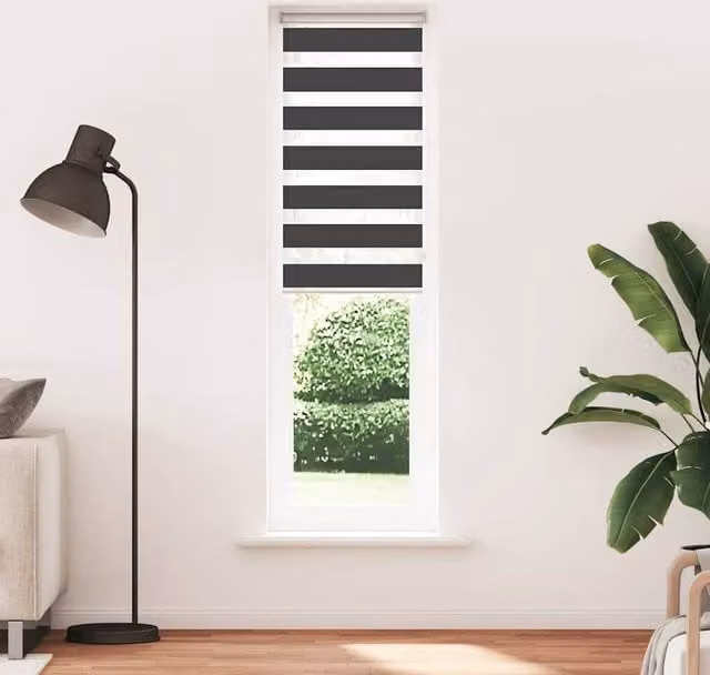 Berkfield Home Black Zebra Blind, W: 55 cm, H: 230 cm, Polyester Fabric – 1