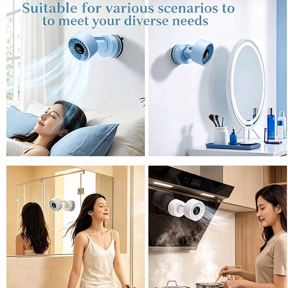 Quipulse Mini Portable Rechargeable Suction Cup Fan in Black – 2
