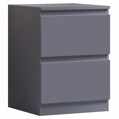 FWStyle Carlton 2 Drawer Bedside Table in Dark Grey, W: 55 cm, D: 44 cm, H: 40 cm – 1