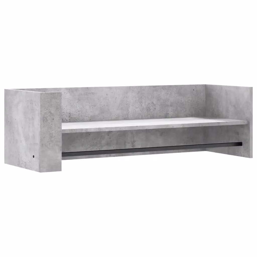 Berkfield Home Wall Mounted Industrial Shelf in Grey MDF with Hanging Rod, W/D/H: 100 x 30.5 x 30.5 cm – 2
