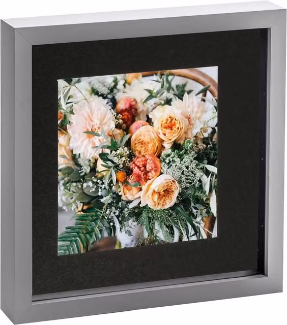Nicola Spring Square 3D Shadow Box Photo Frame with White Mount in Grey and Black – 3